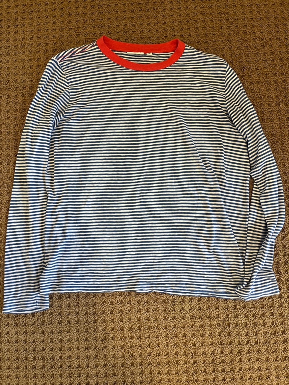 Clare V. Blue/Cream Mini Stripe Long Sleeve - S